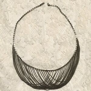 Vintage Chain Necklace Silver tone Drape Chain Multi Chain